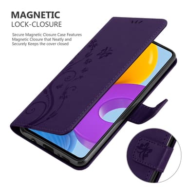 Samsung Galaxy M52 5G lommebokdeksel Blomster (lilla)