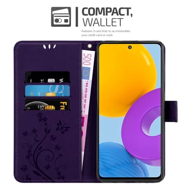 Samsung Galaxy M52 5G lommebokdeksel Blomster (lilla)