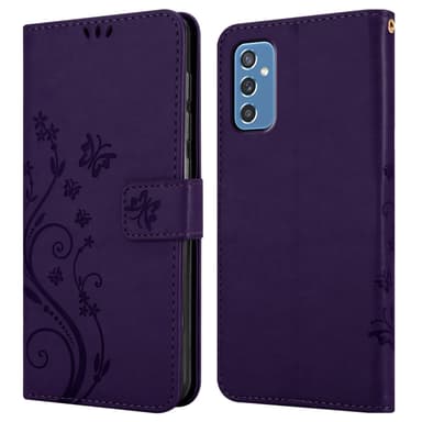 Samsung Galaxy M52 5G lommebokdeksel Blomster (lilla)