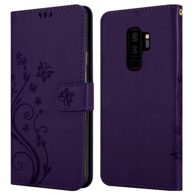 Samsung Galaxy S9 PLUS lommebokdeksel Blomster (lilla)