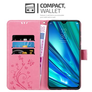 Realme 5 PRO / Realme Q lommebokdeksel Blomster (rosa)