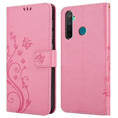 Realme 5 PRO / Realme Q lommebokdeksel Blomster (rosa)