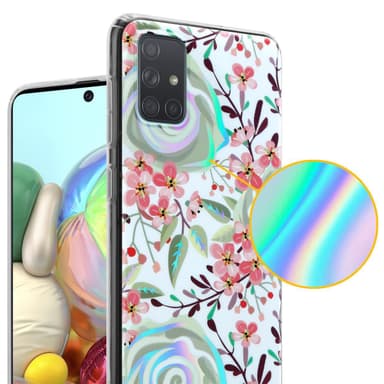 Samsung Galaxy A71 4G lommebokdeksel Blomster (hvit)