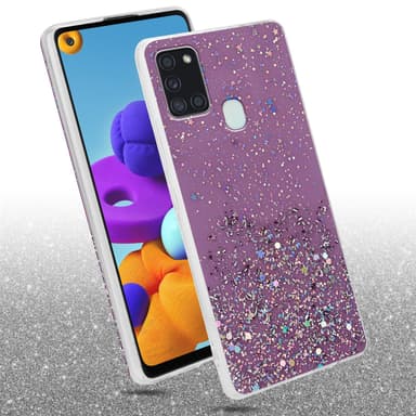 Samsung Galaxy A21s Silikondeksel Glitter (lilla)