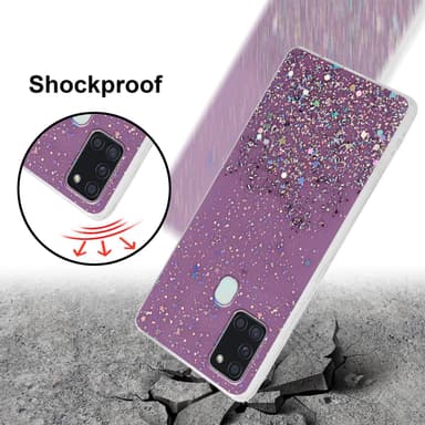 Samsung Galaxy A21s Silikondeksel Glitter (lilla)