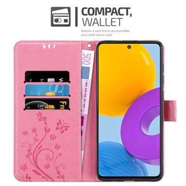 Samsung Galaxy M52 5G lommebokdeksel Blomster (rosa)