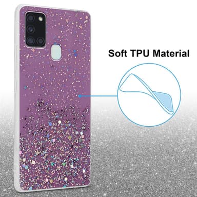 Samsung Galaxy A21s Silikondeksel Glitter (lilla)