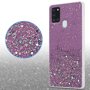 Samsung Galaxy A21s Silikondeksel Glitter (lilla)