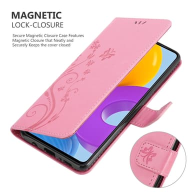 Samsung Galaxy M52 5G lommebokdeksel Blomster (rosa)