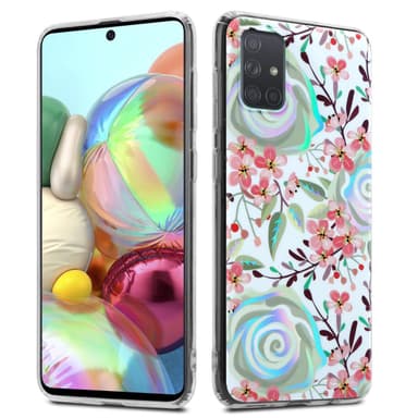 Samsung Galaxy A71 4G lommebokdeksel Blomster (hvit)