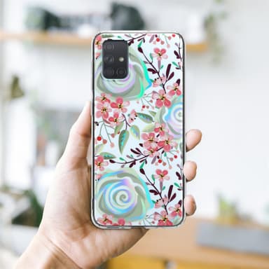 Samsung Galaxy A71 4G lommebokdeksel Blomster (hvit)