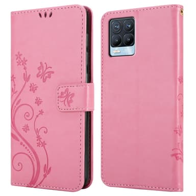 Realme 8 4G / 8 PRO lommebokdeksel Blomster (rosa)