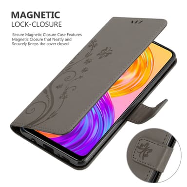 Realme 8 4G / 8 PRO lommebokdeksel Blomster (grå)