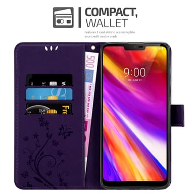LG G7 ThinQ / FIT / ONE lommebokdeksel Blomster (lilla)