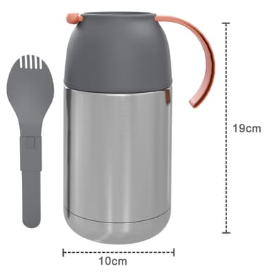 Termosbeholder 650ml Termosflaske Te Kaffekanne(grå)