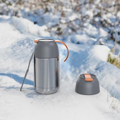 Termosbeholder 650ml Termosflaske Te Kaffekanne(grå)