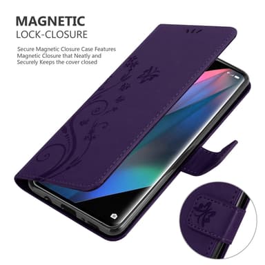Oppo FIND X3 PRO lommebokdeksel Blomster (lilla)