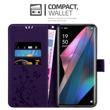 Oppo FIND X3 PRO lommebokdeksel Blomster (lilla)