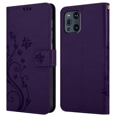 Oppo FIND X3 PRO lommebokdeksel Blomster (lilla)