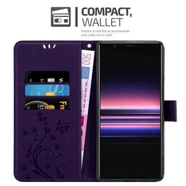Sony Xperia 5 lommebokdeksel Blomster (lilla)