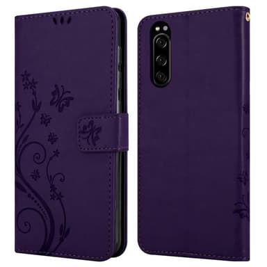 Sony Xperia 5 lommebokdeksel Blomster (lilla)