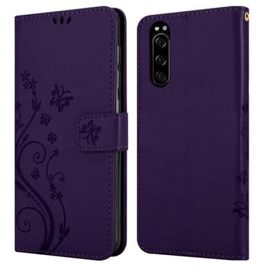 Sony Xperia 5 lommebokdeksel Blomster (lilla)