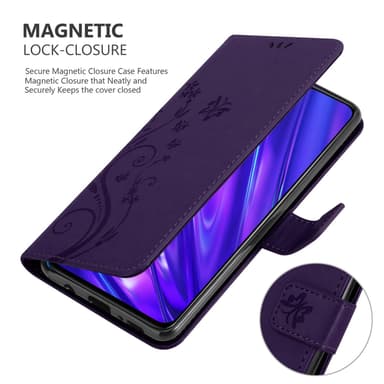 Realme 5 / 5i / 6i / C3 lommebokdeksel Blomster (lilla)