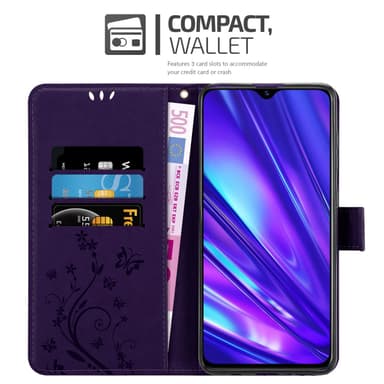 Realme 5 / 5i / 6i / C3 lommebokdeksel Blomster (lilla)