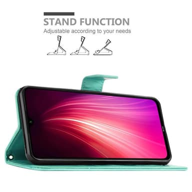 Xiaomi RedMi NOTE 8 lommebokdeksel Blomster (turkis)
