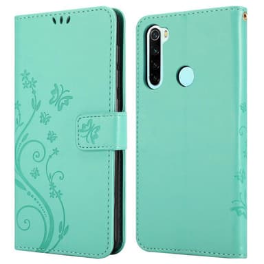 Xiaomi RedMi NOTE 8 lommebokdeksel Blomster (turkis)