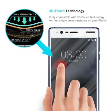 Nokia 3.1 Skjermbeskytter Skärmskydd (hvit)