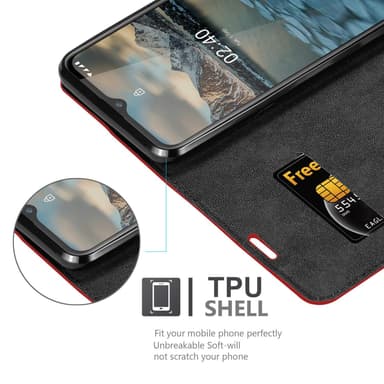 Nokia 2.4 lommebokdeksel case (rød)