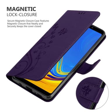 Samsung Galaxy A9 2018 lommebokdeksel Blomster (lilla)