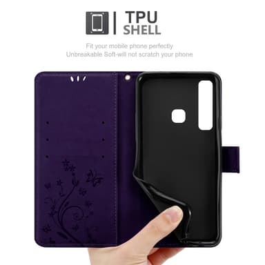 Samsung Galaxy A9 2018 lommebokdeksel Blomster (lilla)