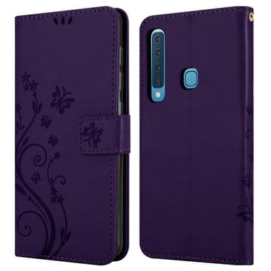 Samsung Galaxy A9 2018 lommebokdeksel Blomster (lilla)
