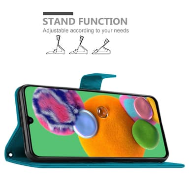Samsung Galaxy A90 5G lommebokdeksel Blomster (blå)