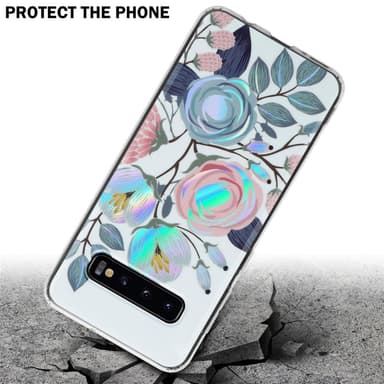 Samsung Galaxy S10 4G lommebokdeksel Blomster (hvit)