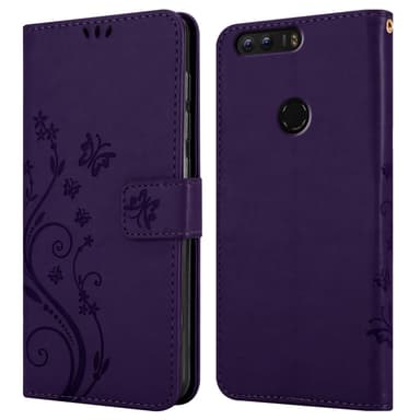 Honor 8 / 8 PREMIUM lommebokdeksel Blomster (lilla)