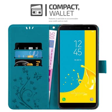 Samsung Galaxy J6 2018 lommebokdeksel Blomster (blå)