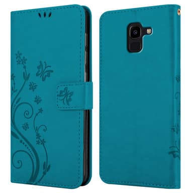Samsung Galaxy J6 2018 lommebokdeksel Blomster (blå)