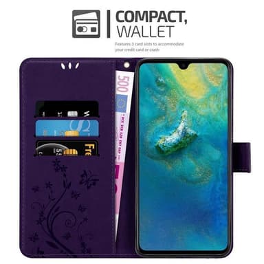 Huawei MATE 20 lommebokdeksel Blomster (lilla)
