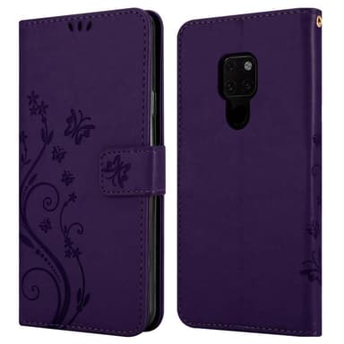 Huawei MATE 20 lommebokdeksel Blomster (lilla)