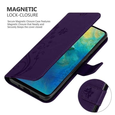 Huawei MATE 20 lommebokdeksel Blomster (lilla)
