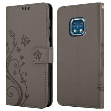 Nokia XR20 lommebokdeksel Blomster (grå)