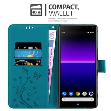 Sony Xperia 8 lommebokdeksel Blomster (blå)