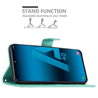 Samsung Galaxy A40 lommebokdeksel Blomster (turkis)