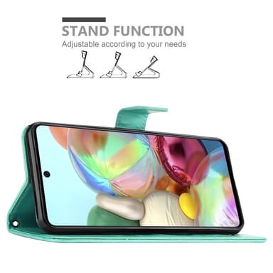Samsung Galaxy A71 4G lommebokdeksel Blomster (turkis)