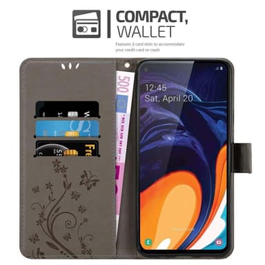 Samsung Galaxy A60 / M40 lommebokdeksel Blomster (grå)