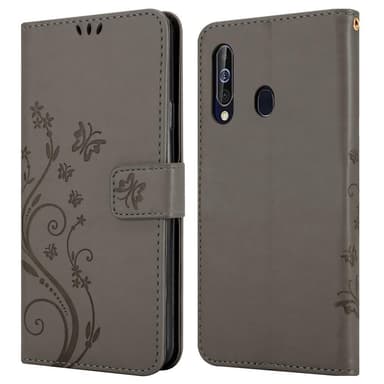 Samsung Galaxy A60 / M40 lommebokdeksel Blomster (grå)