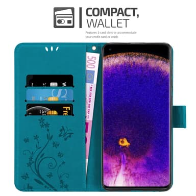 Oppo FIND X5 PRO lommebokdeksel Blomster (blå)